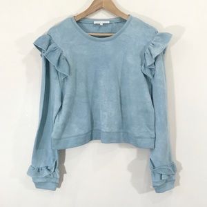 Love Shack Fancy Ruffle Crop Sweatshirt Sweater